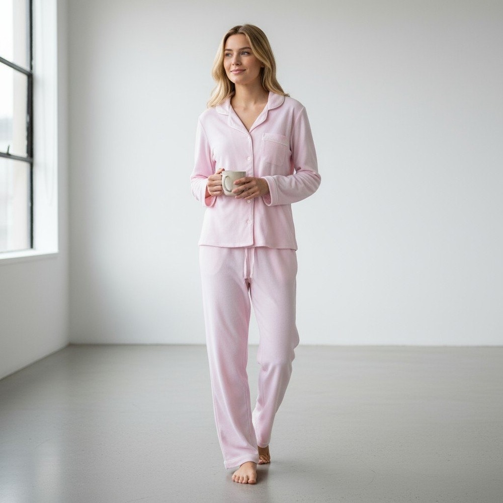 Lord &Taylor Pink Pajama Set Sleepwear Loungewear MEDIUM Cozy Soft